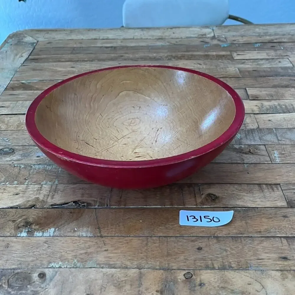 Vintage Primitive Handcrafted Wooden Bowl 11